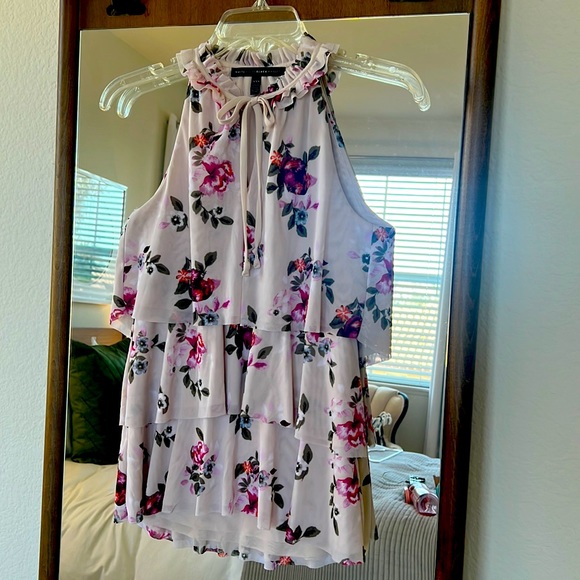 WHBM High Neck Halter Pink Floral Blouse - Picture 1 of 2